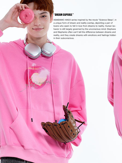 ASMEMMO咦哇•“苹果味小岛”印花烫钻戴帽卫衣 商品图1