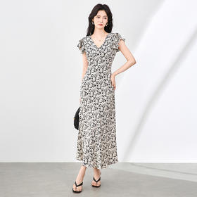 「高货wl」全新升级【铂金会员358/天猫479/差价121】(84636)洛诗琳法式清新浪漫小白花连衣裙2025夏季V领荷叶边裙子