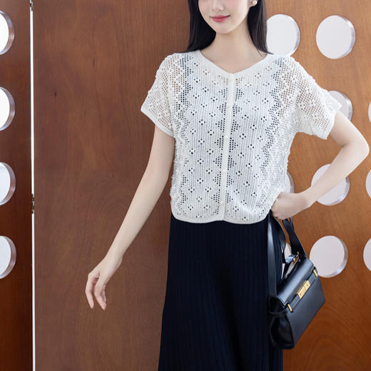 苏苏姐家菱格蕾丝短袖开衫手工diy蕾丝线编织自制材料包 商品图3