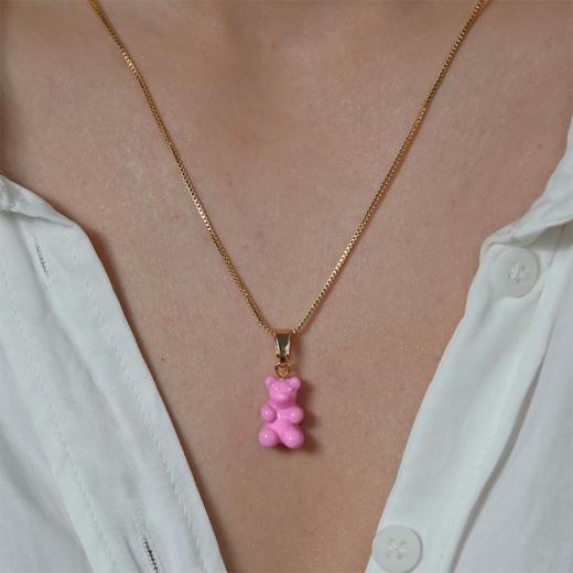 订购4周到｜CRYSTAL HAZE-Nostalgia Bear-classic-糖果粉色小熊 吊坠（金色环扣）［挪威设计师］ 商品图1