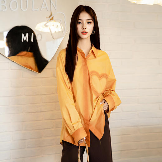 谜底大廓形衬衣2025秋季新款复古文艺渐变色中长款衬衫257MC7748 商品图1