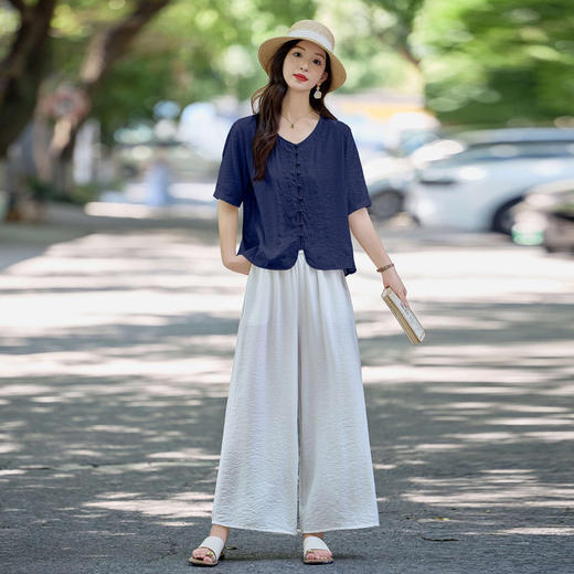 【预售3天】PY 休闲刺绣减龄衬衫阔腿裤套装 &MY2638 商品图3