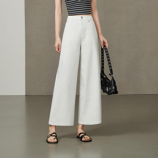 【白色九分阔腿裤】逸阳夏薄软垂宽松显瘦弹力小个子裤子6362 商品图2