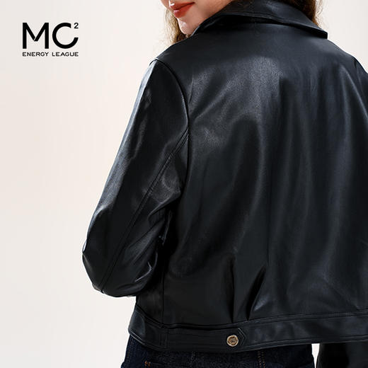 女装翻领短款PU夹克外套-7696J5212381 商品图3