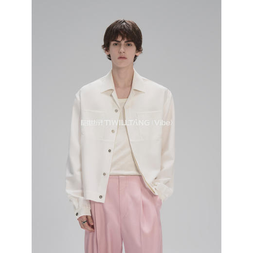 启世录TIWILLTANG“沁冷幻域”织感桑蚕丝透气抗皱羊毛修身背心男 商品图2