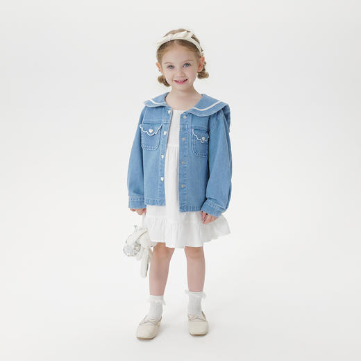 马克珍妮女童元气海军领纯棉牛仔外套2025年秋装新款551510 商品图1