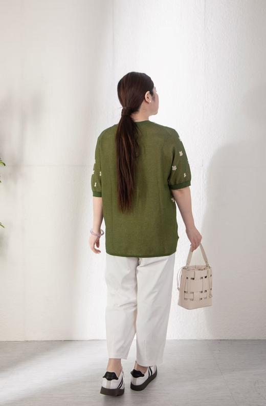 48小时发货【浮光针织衫】🌱穿出清爽感！法式提花点缀，薄款针织，宽松版型，舒适透气，松弛简约风，套头针织衫 商品图6