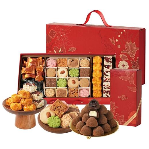 【巧韵食趣礼盒】悠享时曲奇雪花酥糕点喜饼喜糖巧克力零食大礼包礼品580g 商品图4