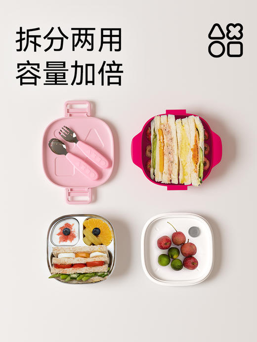 *【octoto】宝宝保温饭盒儿童餐具套装分格盘不锈钢外出便携碗防摔餐具 商品图1