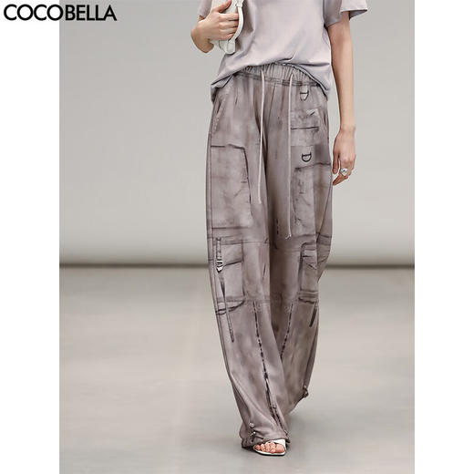 COCOBELLA复古风做旧定位印花毛边休闲长裤女25夏卫裤PA3048 商品图0