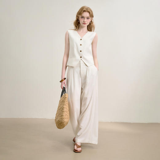 老钱风高级感通勤风套装女夏季马甲搭阔腿裤两件套V0051048 商品图0