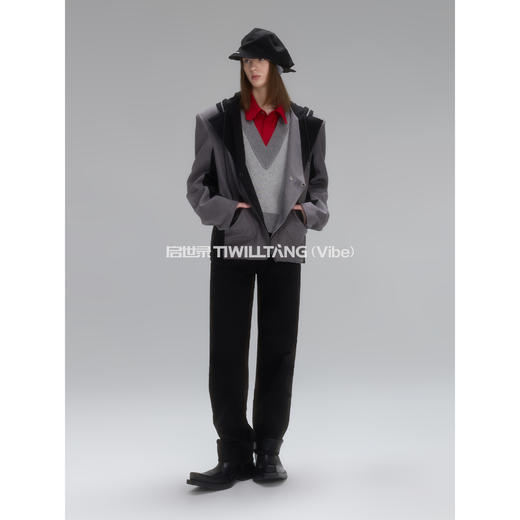 启世录TIWILLTANG"壑影霜形"定制混纺百搭亲肤大v领套头毛衫男 商品图2