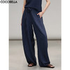 COCOBELLA牛仔色褶皱肌理休闲裤女春夏宽松直筒镰刀裤PA3076 商品缩略图0