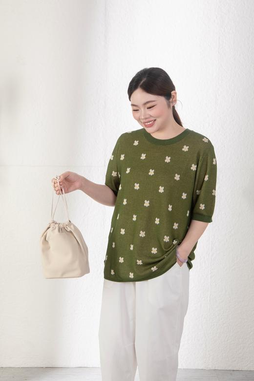 48小时发货【浮光针织衫】🌱穿出清爽感！法式提花点缀，薄款针织，宽松版型，舒适透气，松弛简约风，套头针织衫 商品图14