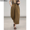 COCOBELLA重工捏褶木耳腰奶奶裤凉感高腰九分休闲裤PA3071-2 商品缩略图0