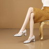 【预售5天】方头粗跟蝴蝶结玛丽珍鞋女新款真皮竹节纹压花高跟鞋单鞋女HY&H3718 商品缩略图2