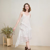 西遇蕾丝花边V领吊带裙女夏季荷叶边不规则裙摆连衣裙V1550965 商品缩略图0