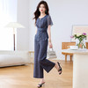 QYM 时尚套装束腰显瘦气质妈妈阔腿裤 商品缩略图1