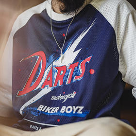 马登工装美式印花长袖T恤镂空撞色针织插肩袖垂感套头卫衣男夏秋