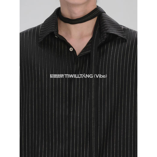 启世录TIWILLTANG“时烬溯光”低调奢华条纹贴袋无领西装套装 商品图3