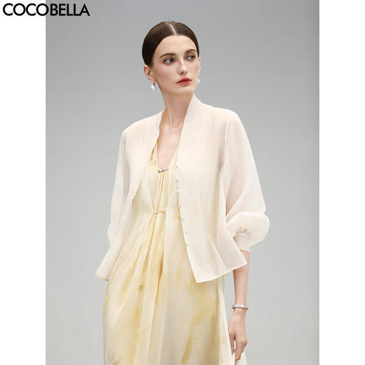 COCOBELLA新中式灯笼袖遮阳短外套国风衬衫空调衫SC3080-4 商品图0