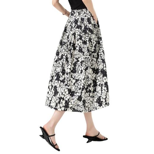 「自」全新升级【铂金会员201/天猫269/差价68】(70853)洛诗琳水墨印花半身裙2025夏季复古时尚设计感高腰显瘦裙子 商品图4