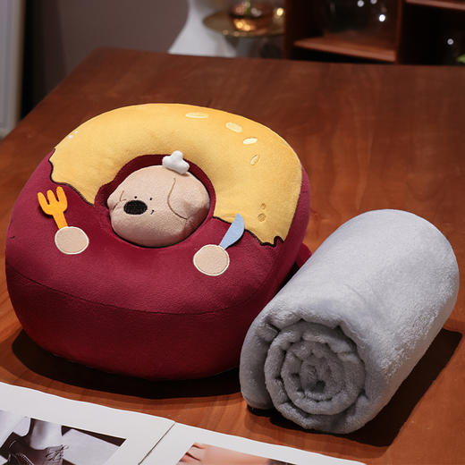 自然醒厨师小狗冰豆豆双面午睡枕办公室睡觉抱枕午休神器小学生儿童专用枕头QYL 商品图2