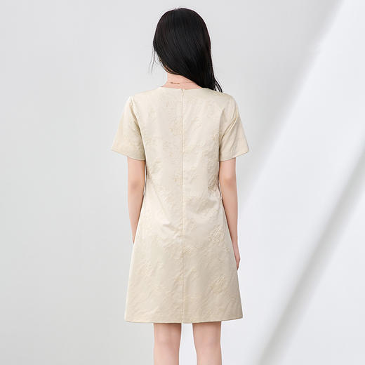 「高货wl」全新升级【铂金会员330/天猫439/差价109】(63323)洛诗琳法式重工金线浮雕提花连衣裙2025夏季气质通勤A字裙 商品图2