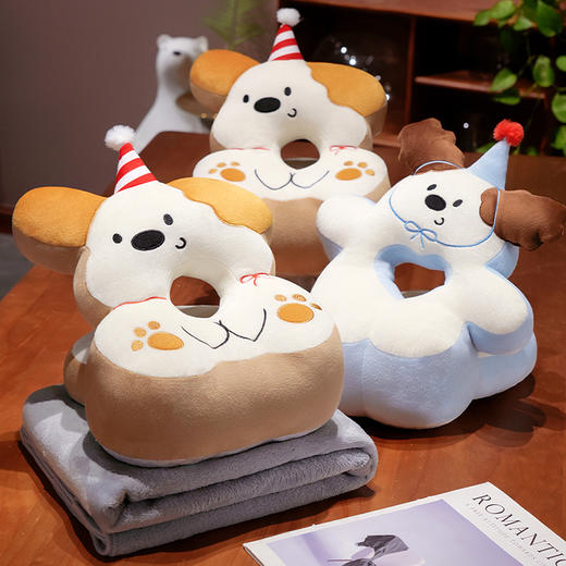 自然醒翘耳小狗冰豆豆双面午睡枕学生午休枕头趴桌子抱枕睡觉神器靠枕QYL 商品图8