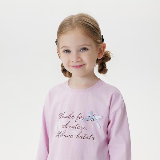 马克珍妮女童优雅蝴蝶结字母花边T恤宝宝上衣2025秋装新款551193 商品图3