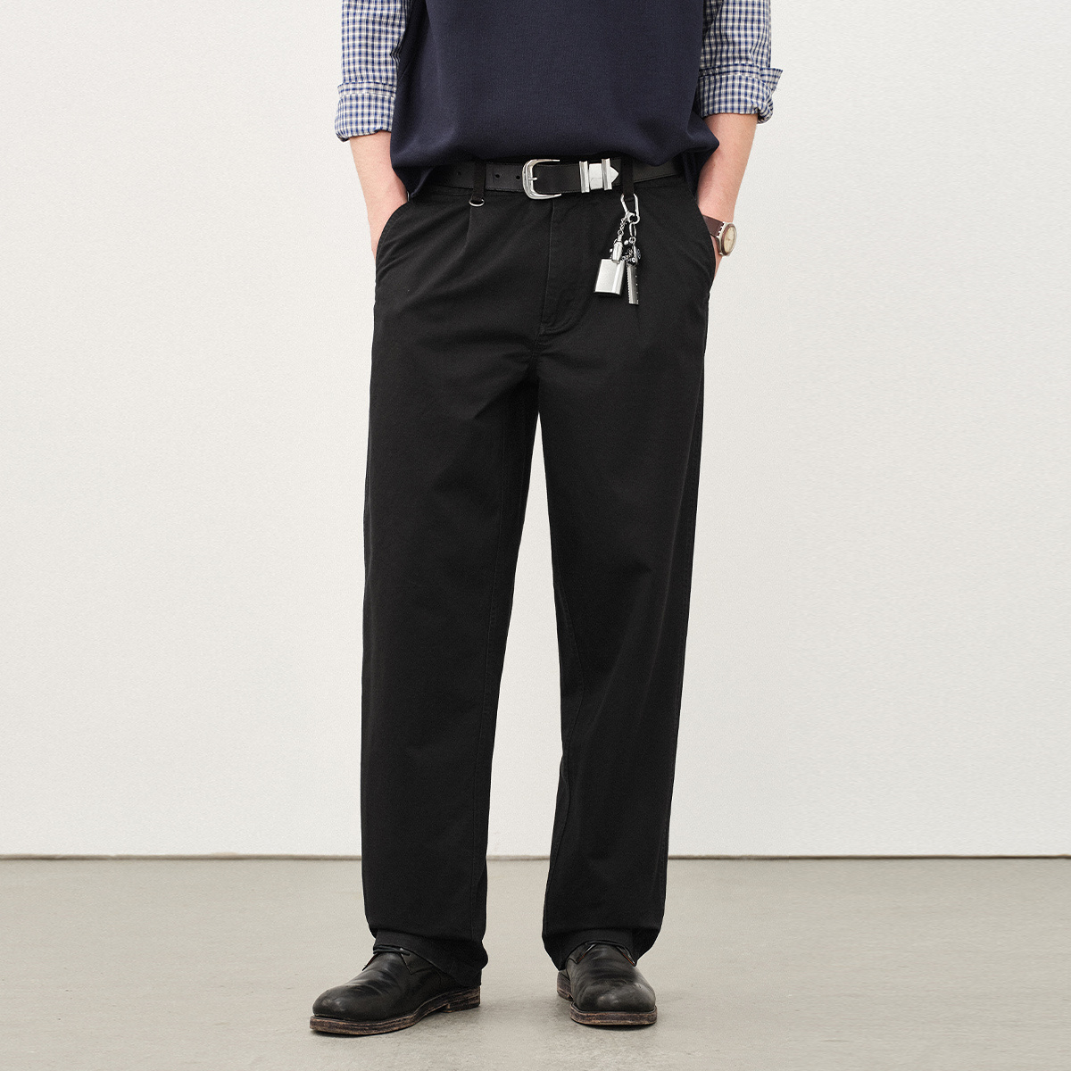 714street水洗打褶锥形男士休闲裤2025秋季新款cleanfit直筒长裤