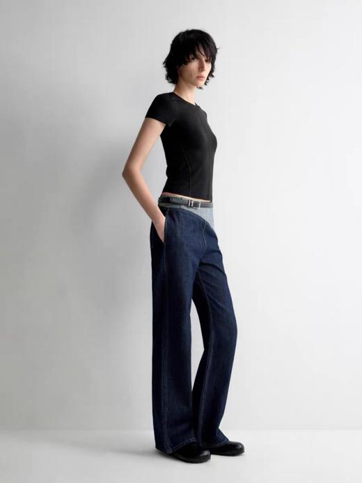 出逃赤岗西/25SSN95/复古深蓝色水洗中低腰阔腿裤 商品图3