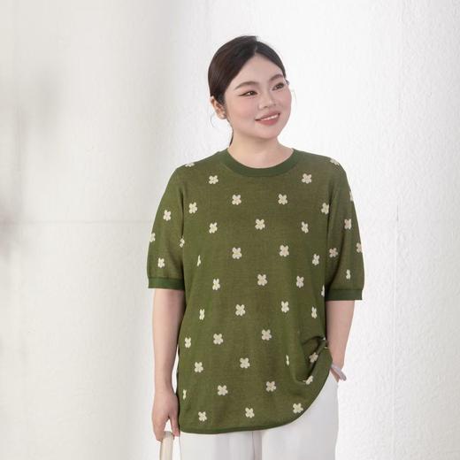 48小时发货【浮光针织衫】🌱穿出清爽感！法式提花点缀，薄款针织，宽松版型，舒适透气，松弛简约风，套头针织衫 商品图0