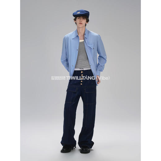 启世录TIWILLTANG“构域秩焕”舒适透气百搭宽松立体门襟结构衬衫 商品图3