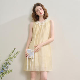 法式肌理立体花朵无袖连衣裙女夏季温柔设计感背心裙短裙V1250666