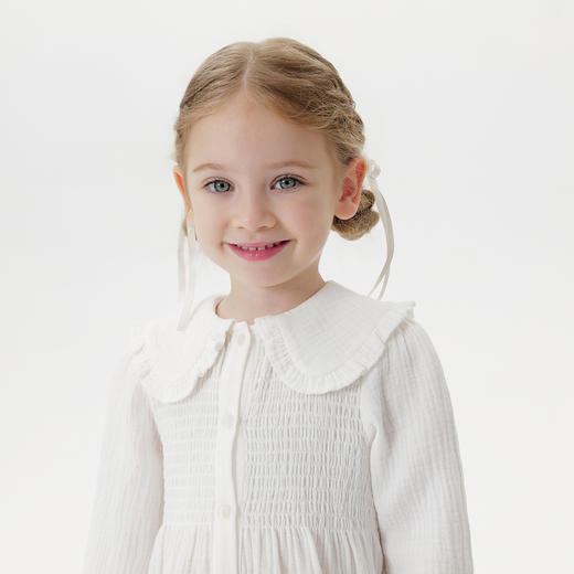 马克珍妮女童甜美娃娃领衬衫 宝宝纯棉衬衣2025年秋装新款551651 商品图3