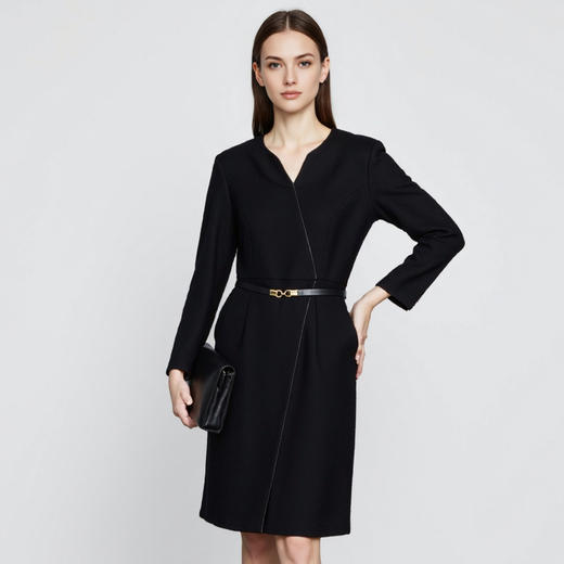 EITIE爱特爱冬季新款修身气质舒适毛呢连衣裙7607301 商品图2