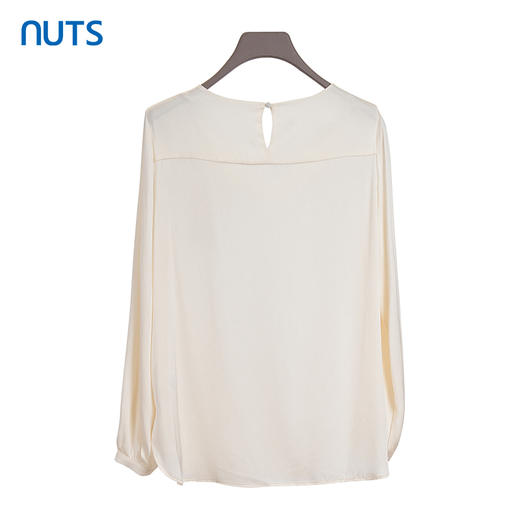 NUTS米杏色时尚通勤桑蚕丝宽松显瘦长袖套头衬衫女428012220 商品图1