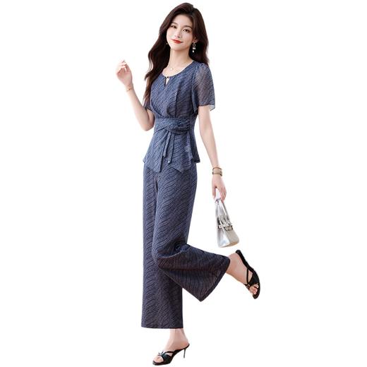 QYM 时尚套装束腰显瘦气质妈妈阔腿裤 商品图4