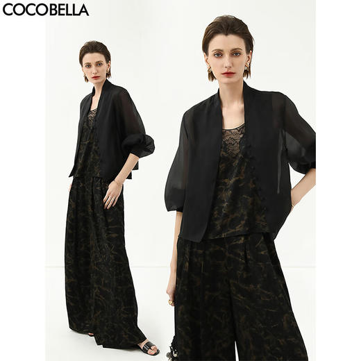 COCOBELLA新中式灯笼袖遮阳短外套国风衬衫空调衫SC3080-2 商品图0