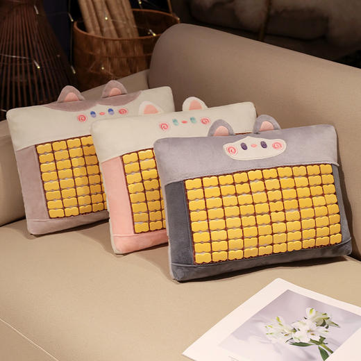 自然醒抱抱猫竹席小枕头夏季单人学生儿童凉席麻将枕办公室午睡小枕头QYL 商品图8