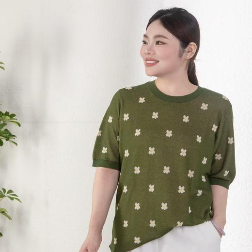 48小时发货【浮光针织衫】🌱穿出清爽感！法式提花点缀，薄款针织，宽松版型，舒适透气，松弛简约风，套头针织衫 商品图3