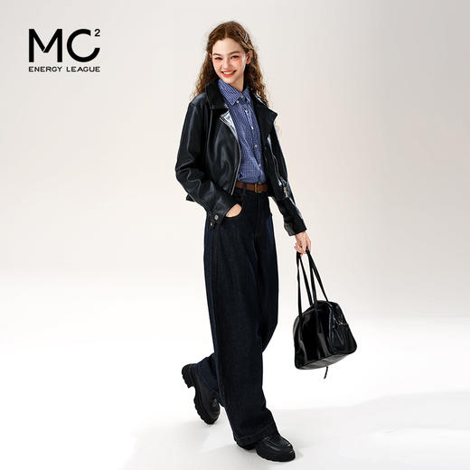 女装翻领短款PU夹克外套-7696J5212381 商品图1