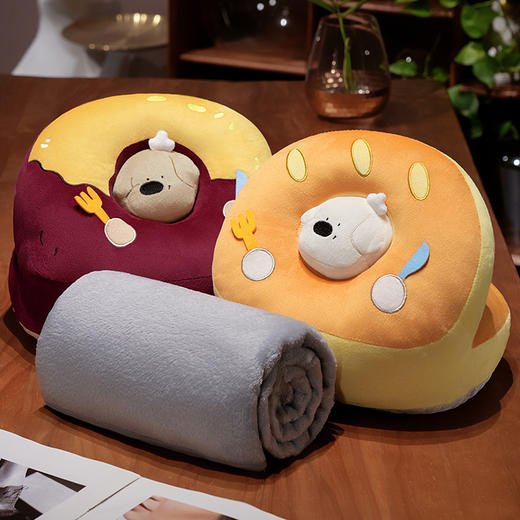 自然醒厨师小狗冰豆豆双面午睡枕办公室睡觉抱枕午休神器小学生儿童专用枕头QYL 商品图11