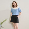 法式浪漫田园花瓣领插肩袖软牛仔衬衫女夏季宽松衬衣V1350837 商品缩略图2