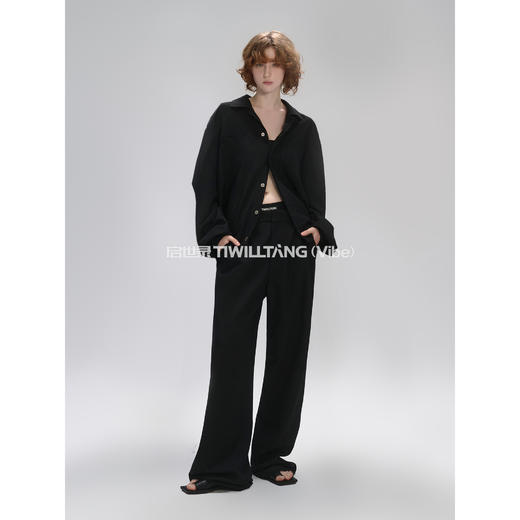 启世录TIWILLTANG“异境虚决”抗皱透气宽松慵懒异形长袖衬衫套装 商品图1