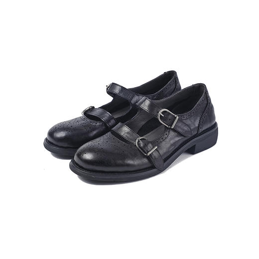 伊伴秋季复古英伦风布洛克雕花玛丽珍单鞋B25477601 商品图5