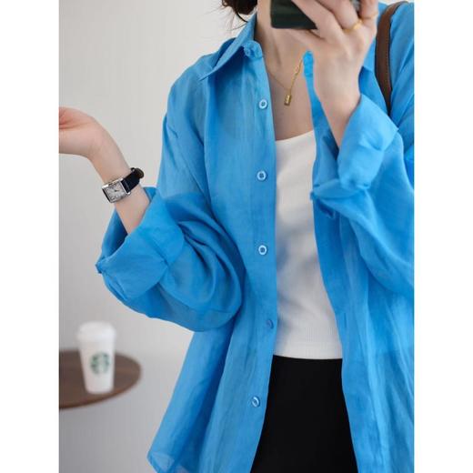 （小眠专属）湖蓝色苎麻衬衫 | 夏日显白神器 纯苎麻面料 会呼吸的面料 商品图0