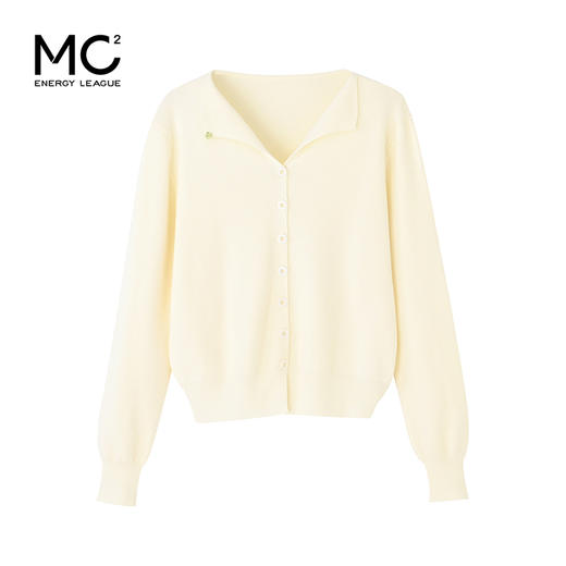 女装半翻领金属圆牌设计短款开衫M5212006 商品图4