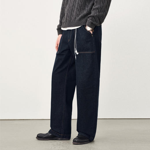 714street经典日系原色牛仔裤男2025秋季新款微宽松直筒甲板长裤 商品图1